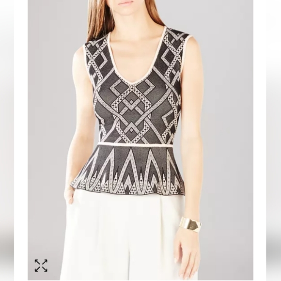 BCBGMaxAzria Tops - BCBGMAXAZRIA Alonya Jacquard Peplum Top